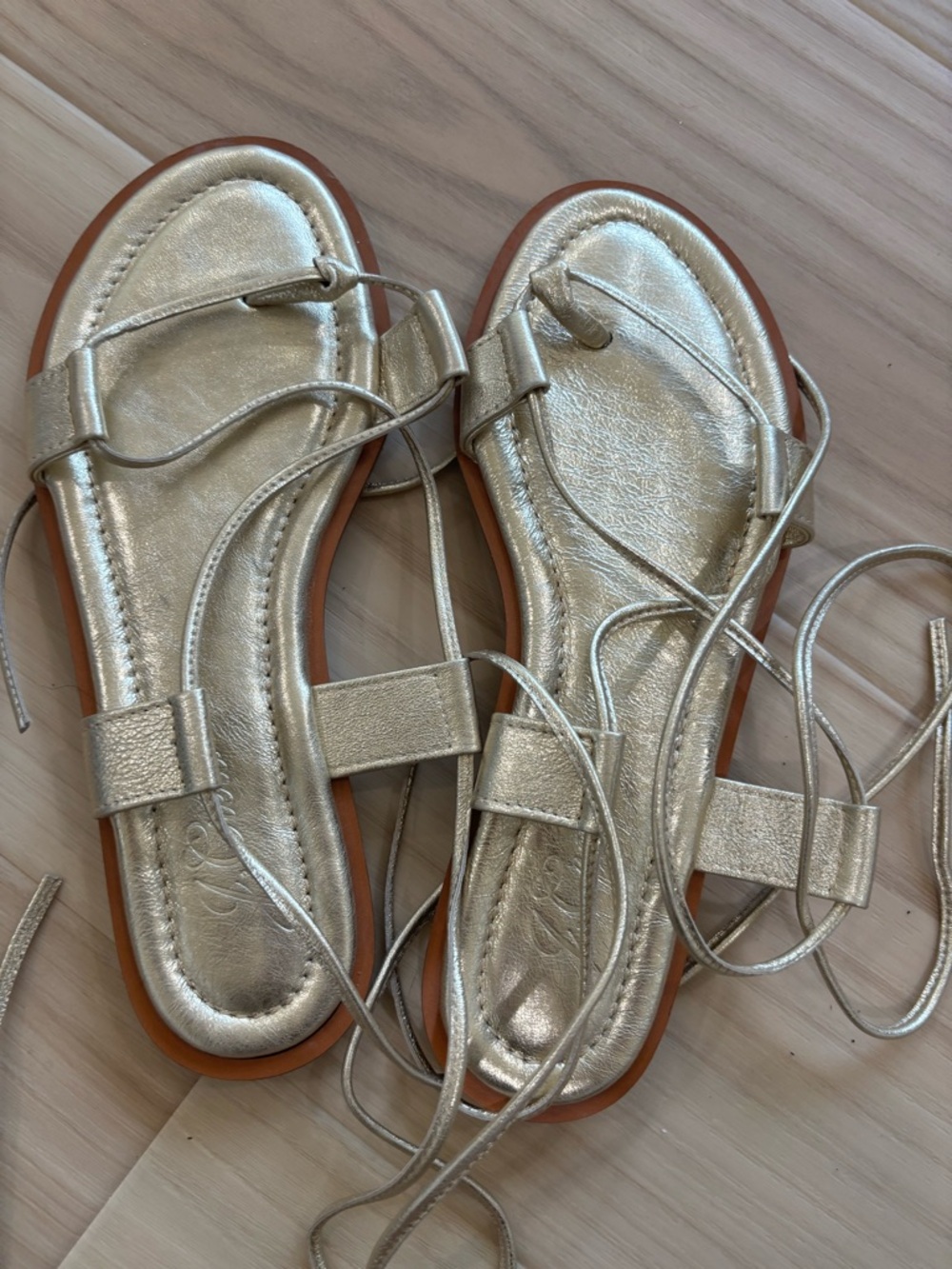 J Crew Metallic Lace-Up Women's Sandals in Gold